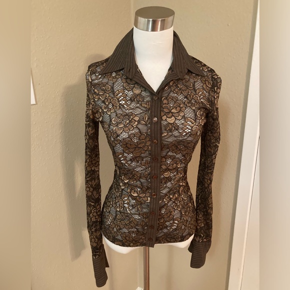 Anne Fontaine Sheer Lace Blouse - Picture 1 of 7